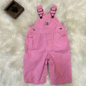 Euc baby girl carhartt overalls sz 6mon